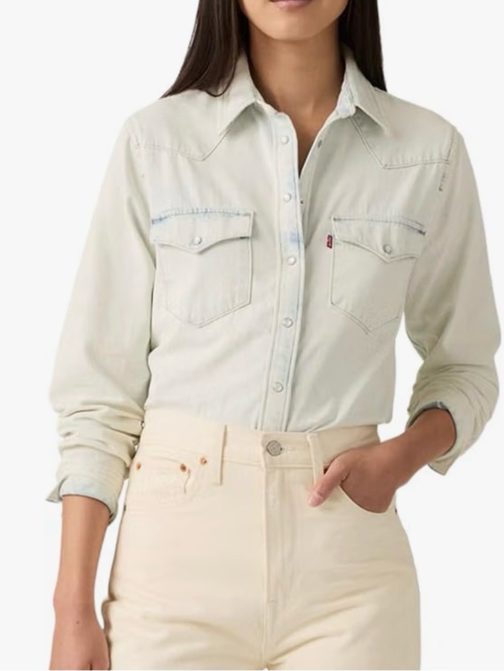 Levi's Women's Light Cream Button-Down Western Shirt